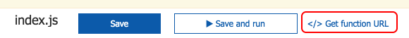 Get Function URL button