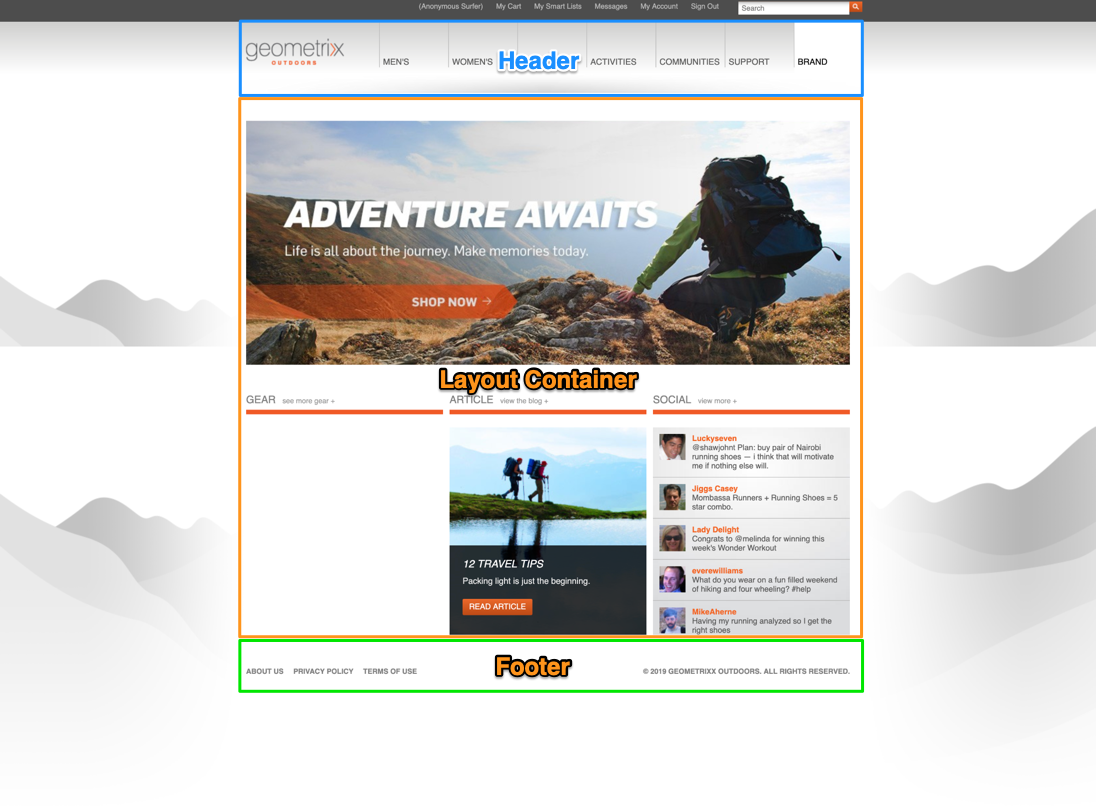 Geometrixx Outdoors Homepage Annotated