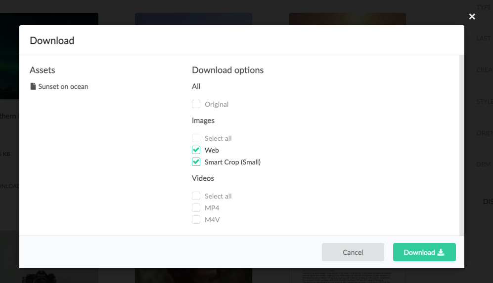 Download modal component