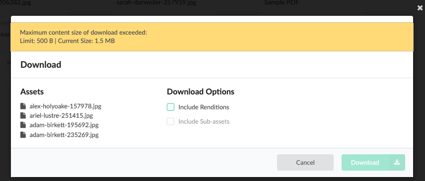 Size Limit of Download