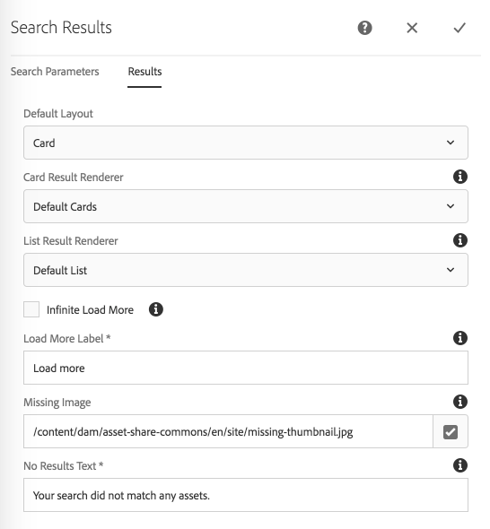 Search results results dialog