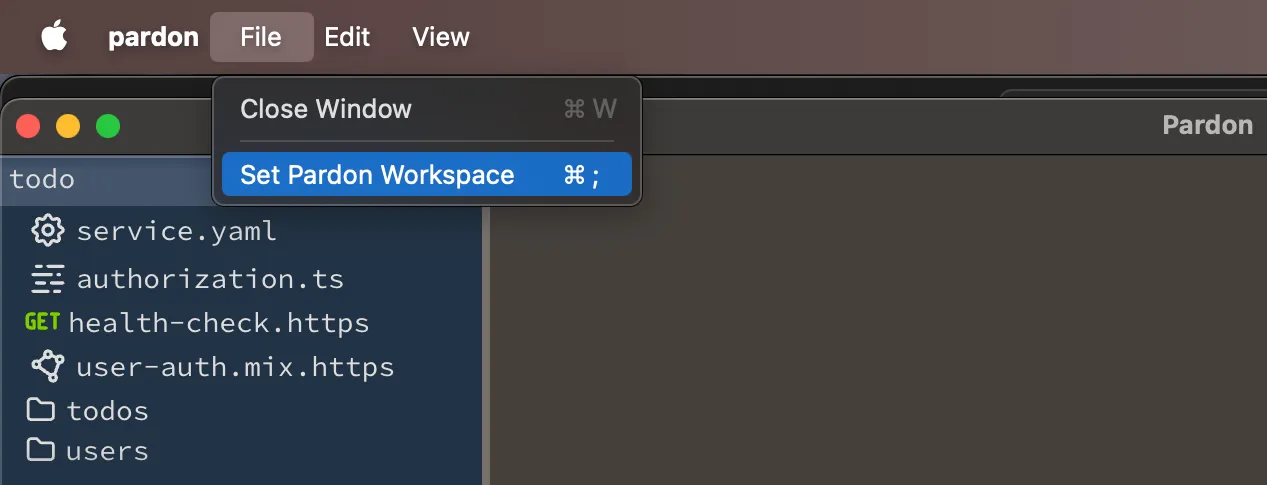 set pardon workspace